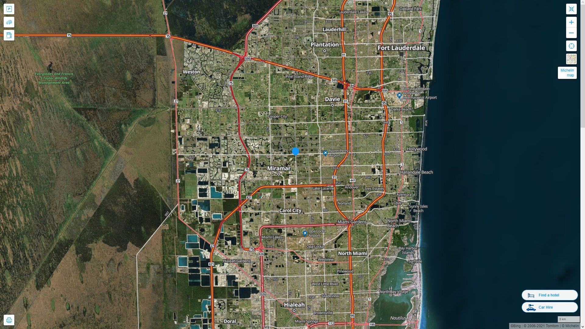 Pembroke Pines Florida Highway and Road Map with Satellite View